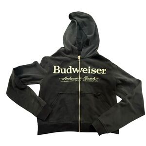 Pacsun x Budweiser Hoodie Full Zip Hoodie Slip Pockets Black SzSm